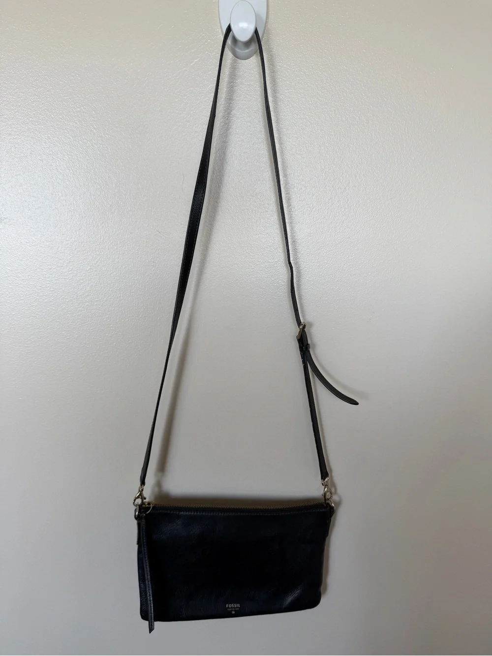FOSSIL Black Pebbled Leather Crossbody